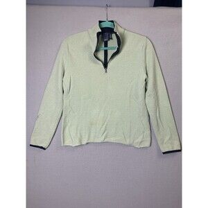 IBEX 1/4 Zip Womans Size Medium Green Superwash Merino Wool READ